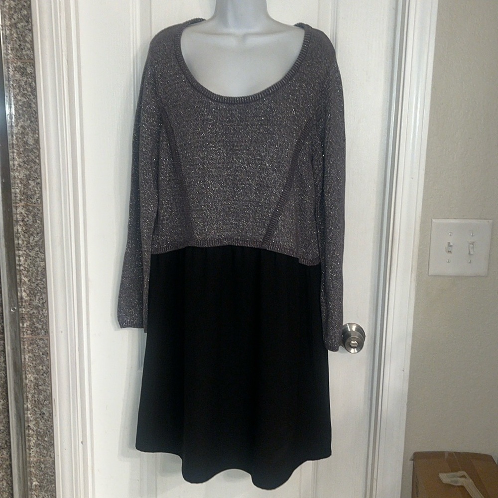 LANE BRYANT METALLIC BLACK SKATER SKIRT DRESS